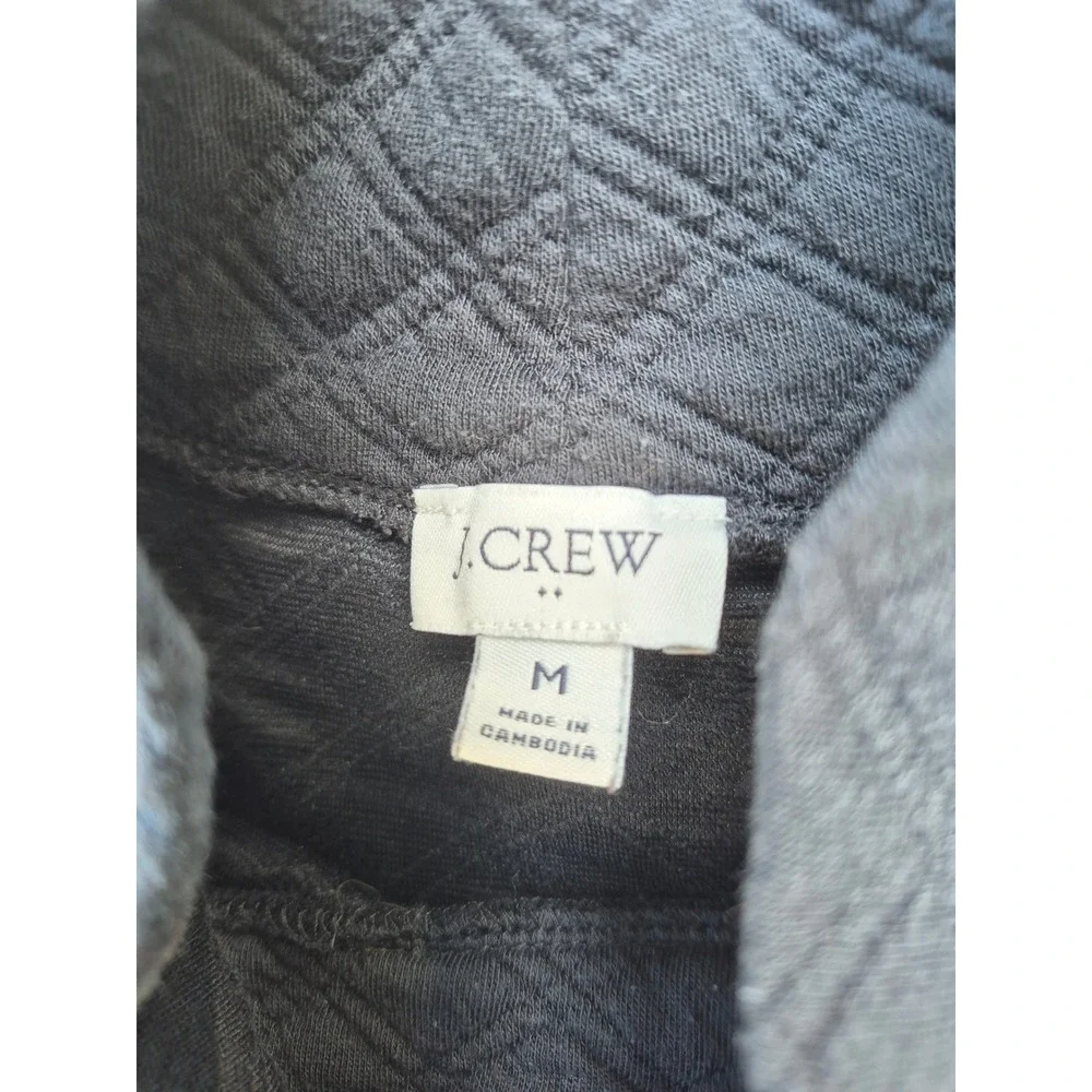 J. Crew Womens Black Quilted Mock Neck Pullover Sweatshirt Size M Long Sleeve